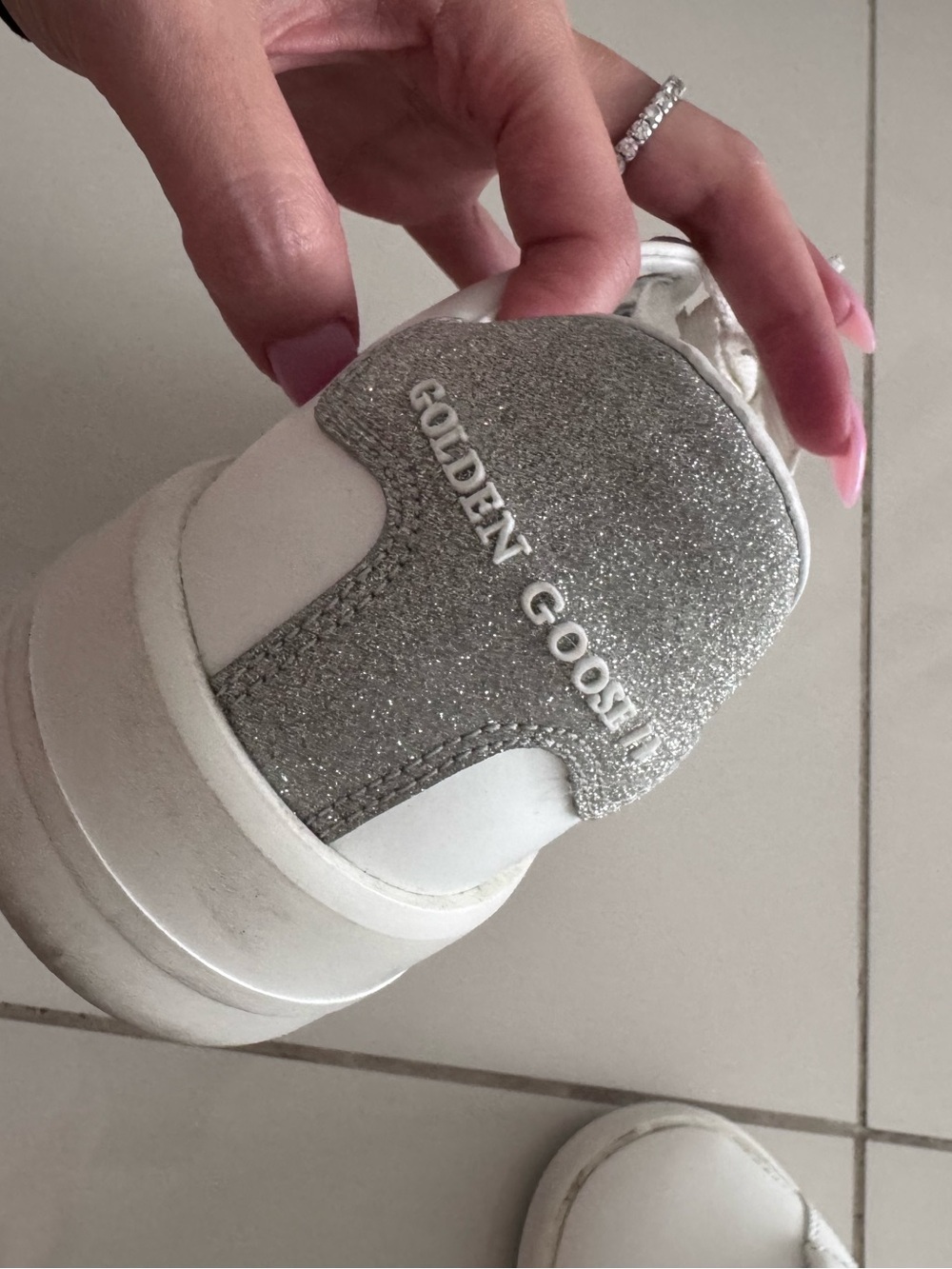 Golden Goose White Leather Star Low-Top Sneaker with Silver Heel Tab - Picture 7 of 10